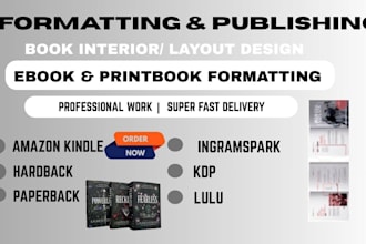 ingramspark lulu ebook formatting, typesetting ebook coversion amazon kdps