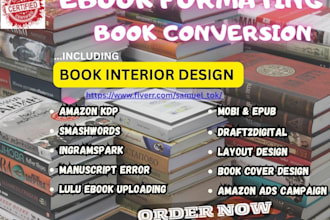 do ebook interior formatting, conversion for lulu, kdp,ingramspark,draft2digital