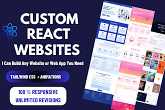 develop a custom react website with modern UI, animations, and responsive