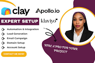 setup clay com, apollo io sequences, hubspot crm workflows, and automation