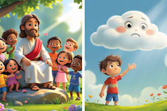 do christian childrens book illustration, bible illustration, kids illustration
