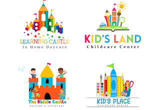 do modern childcare, education kids, and children logo design