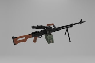 optimizes 3d weapon, sci fi gun, firearms  texturing, control rig, animation