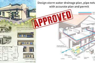 design storm water drainage plan, pipe network with accurate plan and permit