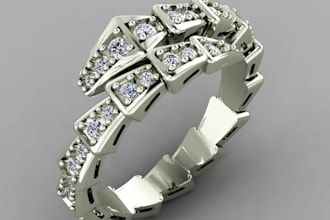 make detailed 3d jewelry models with rendering and stl files