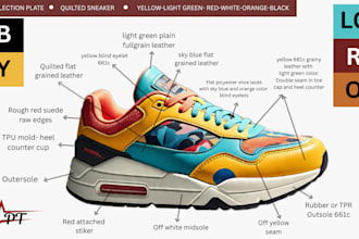 design shoe tech pack custom sneaker footwear boot shoe design for manufacturing