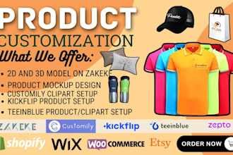 setup 2d 3d product personalizer for shopify zakeke kickflip customily pod store