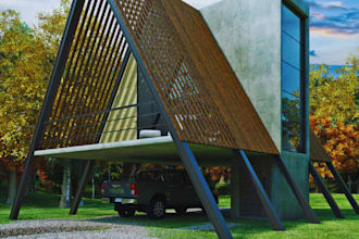 design 3d trianglar cabin, 3d frame house, 3d  tiny house, 3d collage,3d cabana