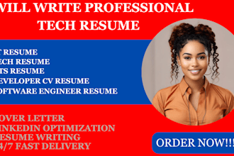 write a software engineer resume, ats resume, cover letter, and linkedin
