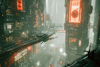 design a cyberpunk city sci fi style for you