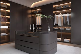stylish 3d dressing room,wardrobe closet,armoire, radiator, restroom, cgi render