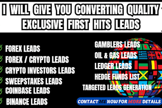 give you fresh forex leads, sweepstakes leads, crypto buyer list, coinbase leads