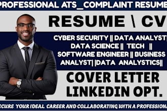 craft ats data science, business analyst, data analyst and cybersecurity resume
