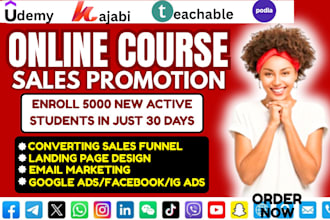 do thinkific online course promotion udemy course marketing kajabi sales funnel