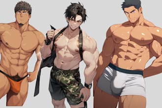 draw gay bara muscle yaoi fanart oc comic sfw nsfw fanart gay bara character