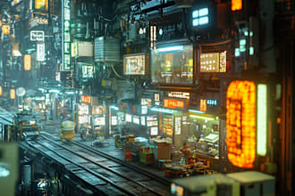 create a cyberpunk sci fi futuristic city for your project