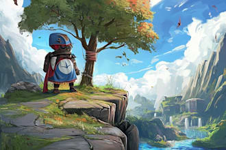 concept art, game art asset, fantasy landscape character illustration