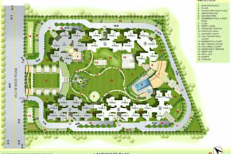 render 2d site plan, layout plan, plot plan  and landscape plan for city permit