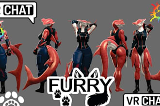 create custom 3d furry, vtube avatar, vseeface vtuber streaming,  vrchat nsfw