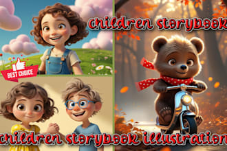 do children book illustration, kids picture book, children storybook