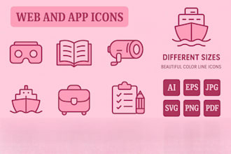 design unique custom icons for apps websites