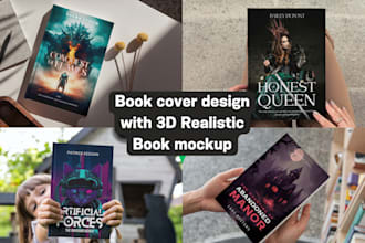 design your book cover and create a realistic 3d book mockup
