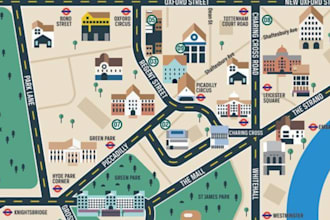 design vector map illustration campground map city, site map landscape design