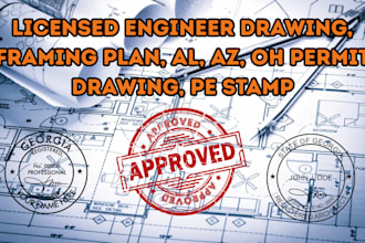 licensed engineer drawing, framing plan, al, az, oh permit drawing, pe stamp