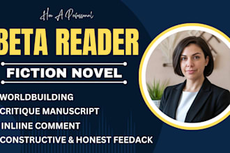 beta read romance fiction novel, thriller, fantasy, mystery or young adult