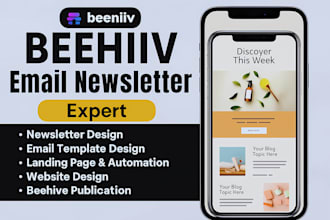 design beehiiv newsletter, setup beehive landing page and beehiiv ai automation