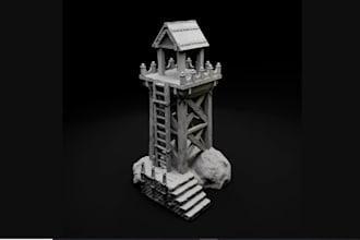 create 3d stl terrain model,3d mini building,3d wargame scenery,gothic,stl file