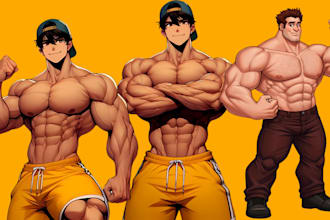 draw sexy gay bara art nsfw yaoi comic art illustration muscle male character