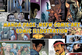 draw manga page , comic page ,nsfw comic and manga illustration, anime manga art