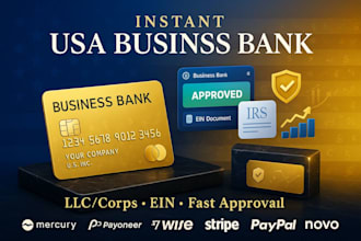 set up usa business bank account mercury wise paypal stripe payoneer novo b ank