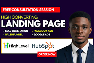design responsive landing page, lead capture, and CRM entry in hubspot