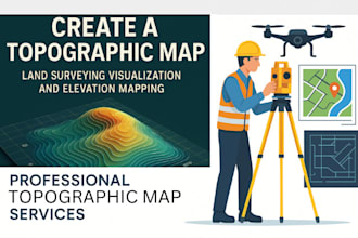 create a topographic map, land surveying visualization and elevation mapping