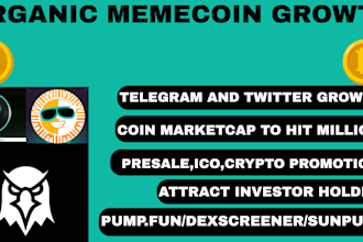 pump crypto memecoin to 10m mcap, ico, nft  web3,pumpfun, x telegram promotion
