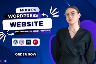 build modern wordpress website design elementor pro landing page divi website