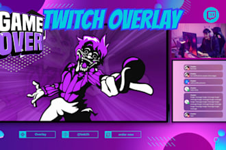 animated twitch overlay, twitch logo, twitch panels  and alerts design