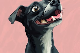 create disney pets portrait illustration in disney style