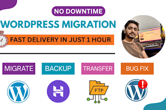 migrate, backup, fix wordpress issue and transfer wordpress in 1 hour