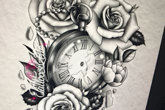 do a hand drawn custom tattoo design for you