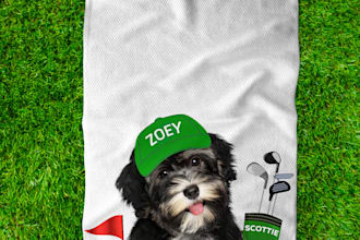 do custom dog photo golf towel digital download