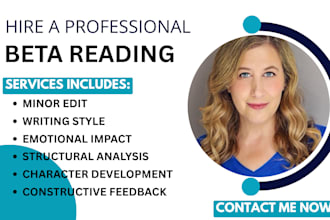 beta read your fiction and nonfiction novel developmental edit