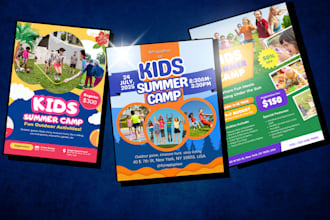 design fun and creative summer camp flyers for kids events