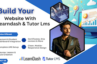 craft a tutor, learndash  website with  monthly maintenance