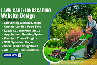 design lawn care landscaping gardening lawn mowing landscape farming website