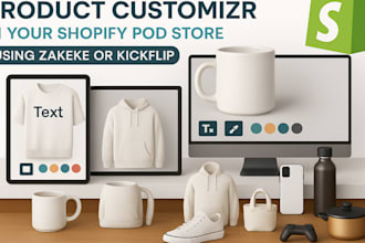 set up 2d 3d product customizer using zakeke kickflip shopify pod
