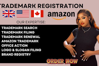 file uspto trademark, patent, logo, renewal, office action, amazon brand