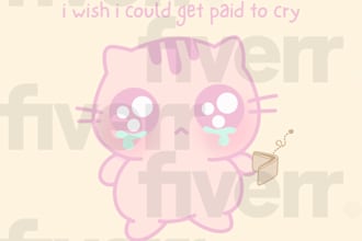 create kawaii baby mow art with emotional text
